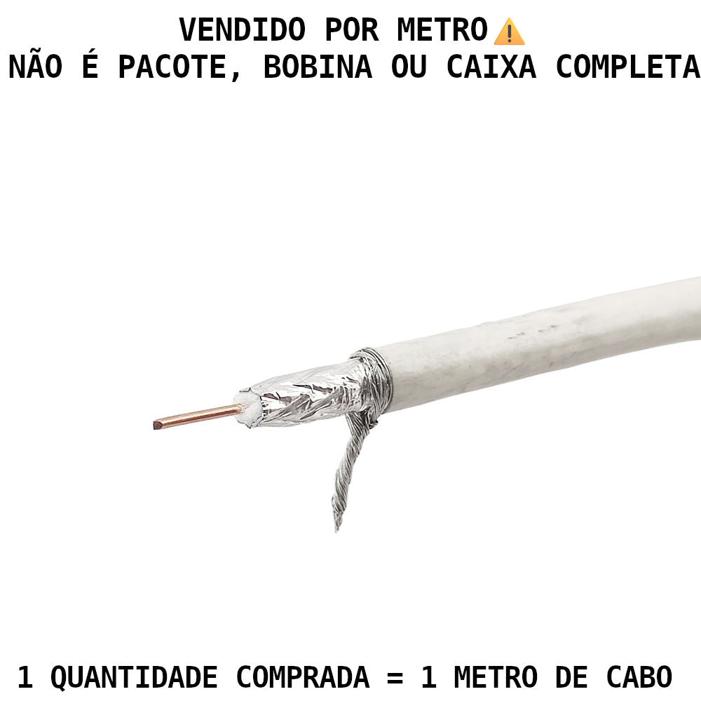 Metro de Cabo Coaxial 4mm 75 Ohms – Hib RF Celular DB NU BC, Branco (Venda por Metro)